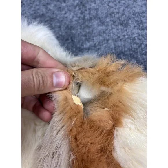 Vintage Fur Coat Womens Medium White Tan Brown Hook Eye Mid Length Overcoat - Picture 10 of 10